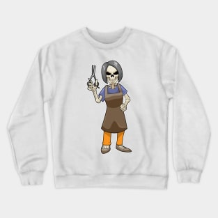 Skeleton as Hairdresser with Scissors Crewneck Sweatshirt